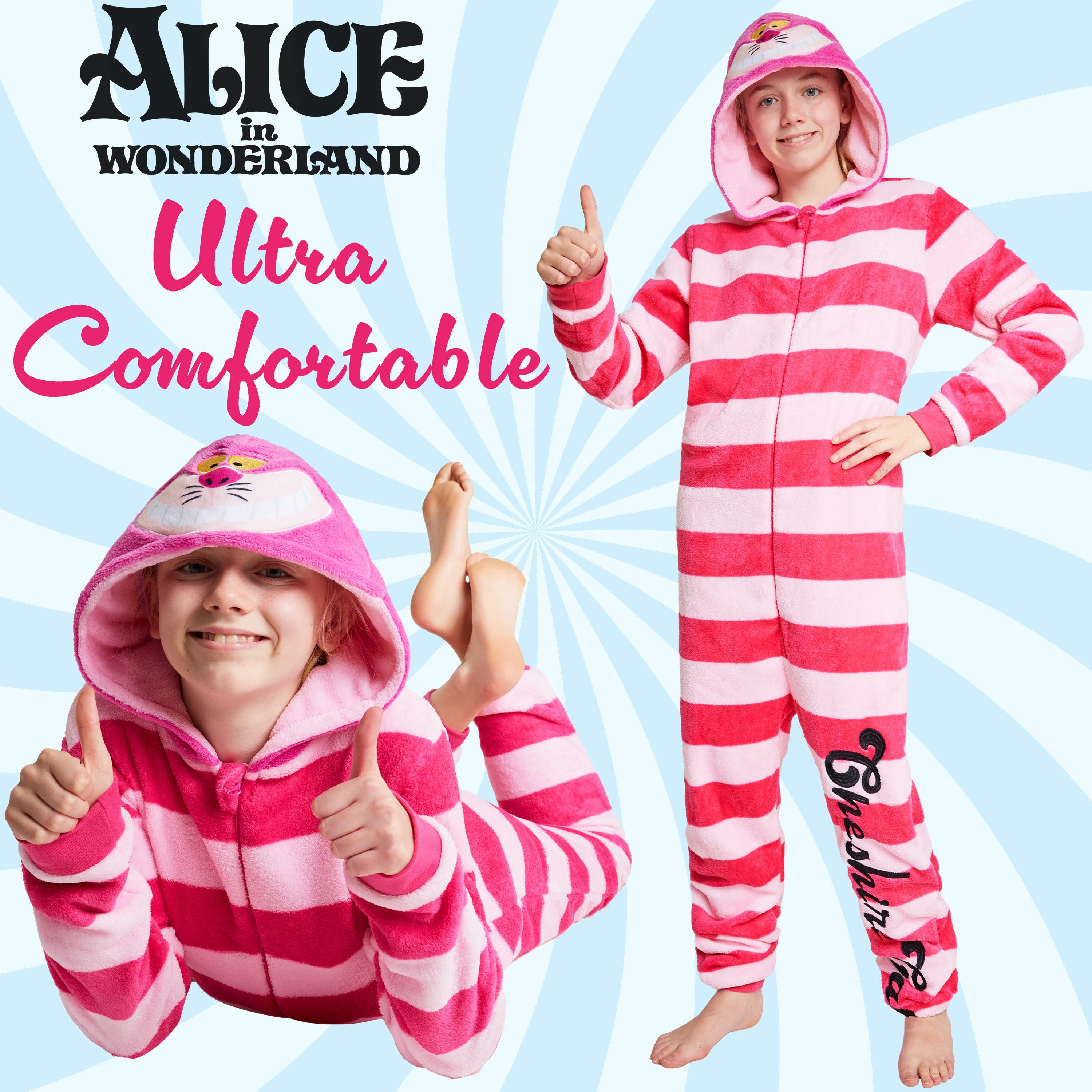 Disney Onesie for Kids - Fleece Onesie for Kids - Alice in Wonderland The Cheshire Cat - Get Trend