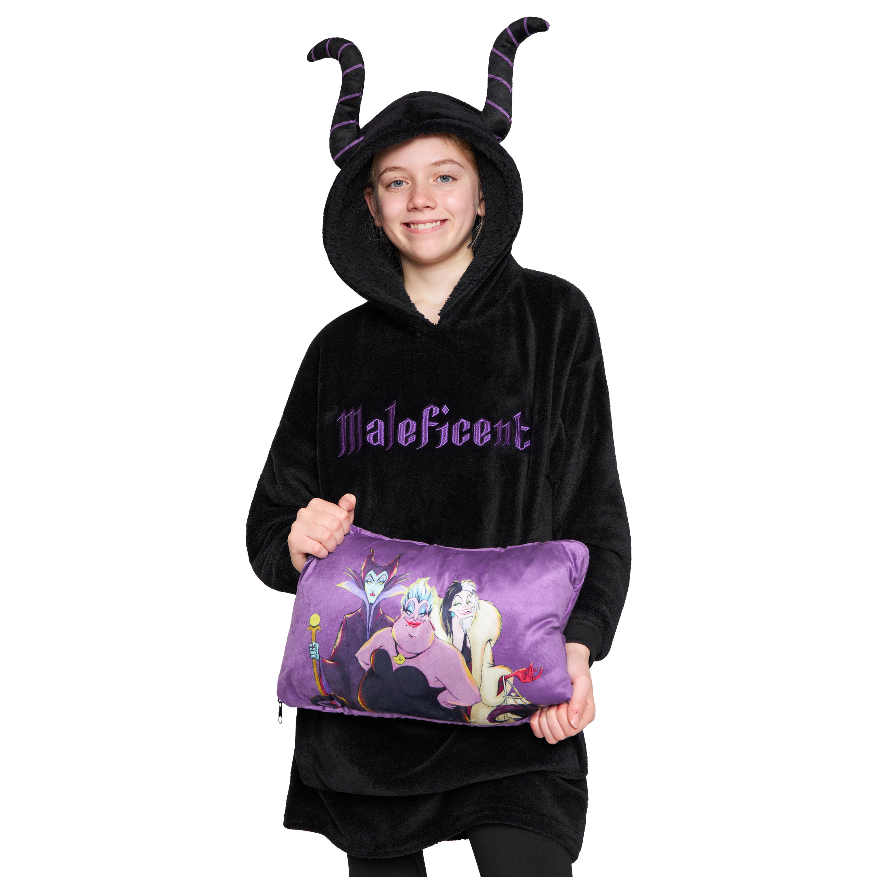 Disney Hoodie  for Kids -  2 in 1 Oversized Fleece Hoodie - Maleficent - Get Trend