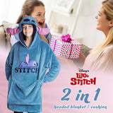 Disney Hoodie  for Kids -  2 in 1 Oversized Fleece Hoodie - Blue Stitch - Get Trend