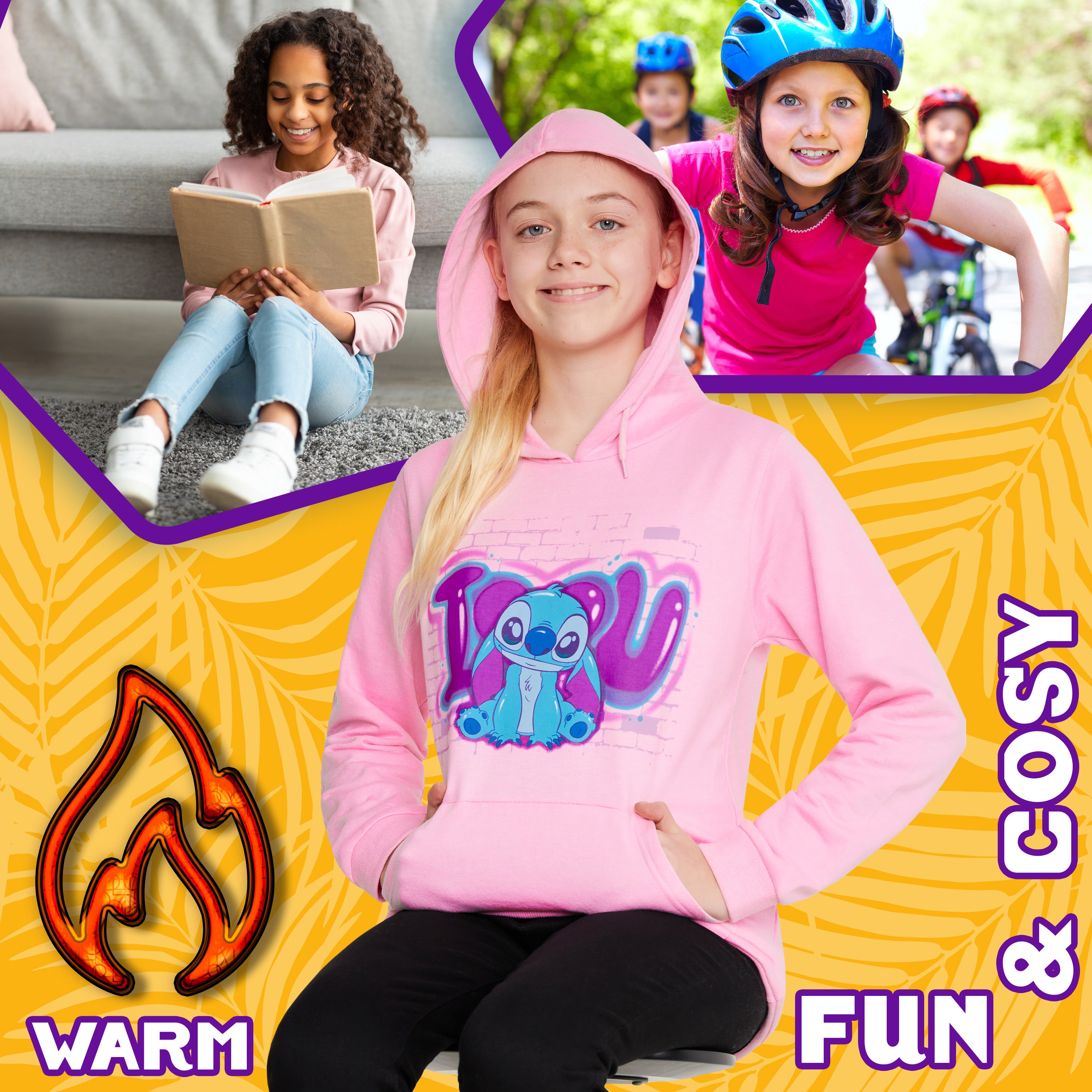 Disney Stitch Hoodies for Girls - Pink Stitch - Get Trend