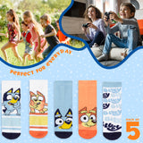 Bluey Boys Calf Socks, Soft Breathable Kids Socks Pack of 5 - Gifts for Boys