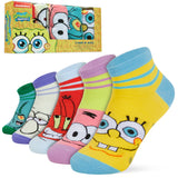 SPONGEBOB SQUAREPANTS Mens Ankle Socks, Soft and Breathable Socks Pack of 5