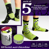 BEETLEJUICE Men's Novelty Calf Length Socks, Pack of 5 Funny Socks - Gifts for Him