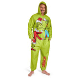 The Grinch Mens Fleece Onesie with Hood, Fleece Loungewear - Funny Gifts for Him