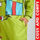 The Grinch Mens Fleece Onesie with Hood, Fleece Loungewear - Funny Gifts for Him