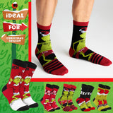 The Grinch Socks Men Multipack Calf Length Socks Teenagers Soft Breathable Funny Cute Christmas Gifts Secret Santa Stocking Stuffers