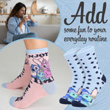 Disney Stitch Womens Calf Length Socks for Women Teenagers Soft Stretchy Socks Pack of 5 - Gifts for Women