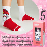 Hello Kitty Women's Novelty Calf Socks, Soft and Breathable Pack of 5 - Gifts for Her