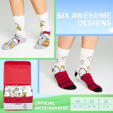 Peanuts Snoopy Womens Calf Socks, Soft Breathable Funny Pack of 6 - Gifts for Women