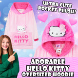 Hello Kitty Girls Fleece Hoodie Blanket with Attached Plush, Cosy Loungewear