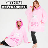 Hello Kitty Womens Fleece Hoodie Blanket with Attached Plush, Cosy Loungewear - Gifts for Her Pink