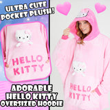 Hello Kitty Womens Fleece Hoodie Blanket with Attached Plush, Cosy Loungewear - Gifts for Her Pink