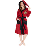 Harry Potter Womens Fleece Dressing Gown with Hood Pockets Tie Waist, Cosy Robe - Gifts for Her