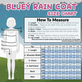 Bluey Girls Raincoat with Hood, Waterproof Fleece Lined Coat Kids Outdoor Rainwear Hooded Jacket