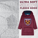 West Ham United F.C. Boys Oversized Fleece Poncho with Hood, West Ham Gifts For Boys