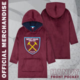 West Ham United F.C. Boys Oversized Fleece Poncho with Hood, West Ham Gifts For Boys