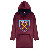 West Ham United F.C. Men's Oversized Fleece Poncho with Hood, West Ham Gifts for Men