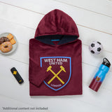 West Ham United F.C. Men's Oversized Fleece Poncho with Hood, West Ham Gifts for Men