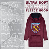 West Ham United F.C. Men's Oversized Fleece Poncho with Hood, West Ham Gifts for Men