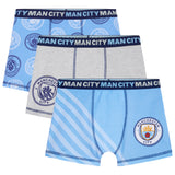 MANCHESTER CITY F.C. Boys Boxer Shorts, Soft Breathable Stretchy Boxers Pack of 3 Underwear - Gifts for Boys