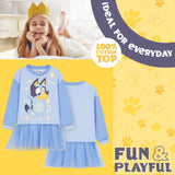 Bluey Girls Dress, Jumper Dress with Cute Tutu Skirt