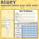 Bluey Girls Dress, Jumper Dress with Cute Tutu Skirt