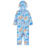 Bluey Puddle Suit Boys Waterproof All in One Rainsuit Kids with Hood Fleece Lined Outdoor Rainwear