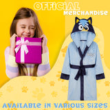 Bluey Girls Fleece Dressing Gown with Hood and Tie Waist, Cosy Robe - Gifts for Girls