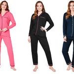 Womens Pyjamas Set - Classic Button Down Nightwear - Get Trend