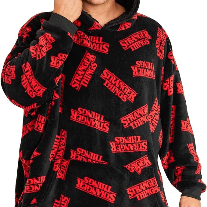 Stranger Things Blanket Hoodie for Men &  Women - Black & Red - Get Trend