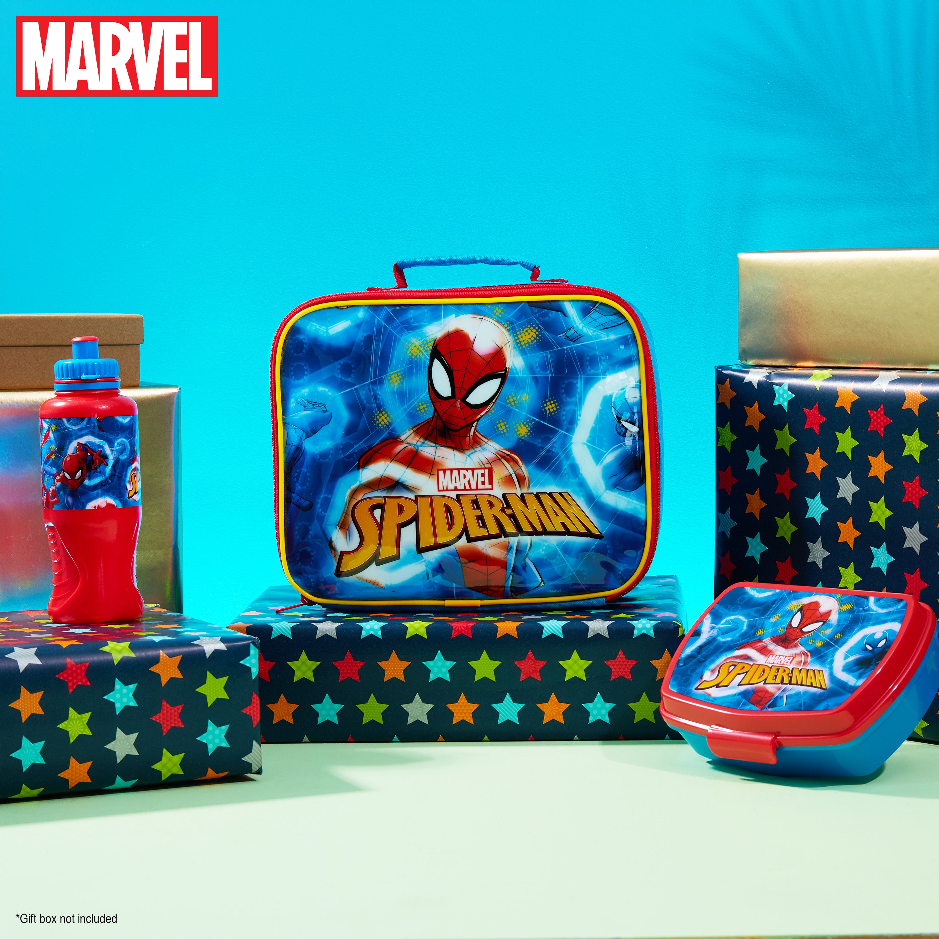 Marvel Kids Lunch Box 3 Piece Set Spiderman Insulated Lunch Bag Snack Box 430ml Water Bottle - Get Trend