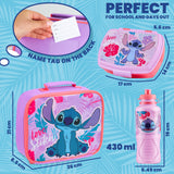 Disney Stitch Kids Lunch Box 3 Piece Set Insulated Lunch Bag Snack Box BPA Free 430ml Water Bott - Get Trend