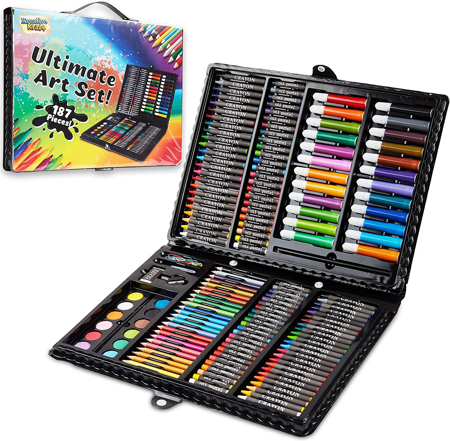 KreativeKraft Art Set Kids and Adults -187pcs Carry Case Artist Set - Get Trend