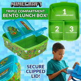 Minecraft Kids Lunchbox with Compartments & Water Bottle for School or Days Out