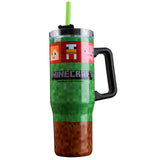 Minecraft Insulated Tumbler with Straw and Lid, Double Walled 940ml - Kids Gifts