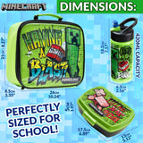 Minecraft Kids Insulated Lunch Bag, Box and Bottle, 3 Piece Set - Gamer Gifts