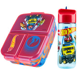 Hot Wheels Kids Lunchbox with Compartments & Water Bottle for School, Day Trips