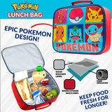 Pokemon Kids Insulated Lunch Bag, Box and Bottle, 3 Piece Set - Anime Gifts (Yellow)