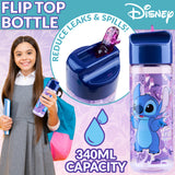 Disney Stitch Kids Lunchbox with Compartments and Water Bottle for School (Blue/Purple)