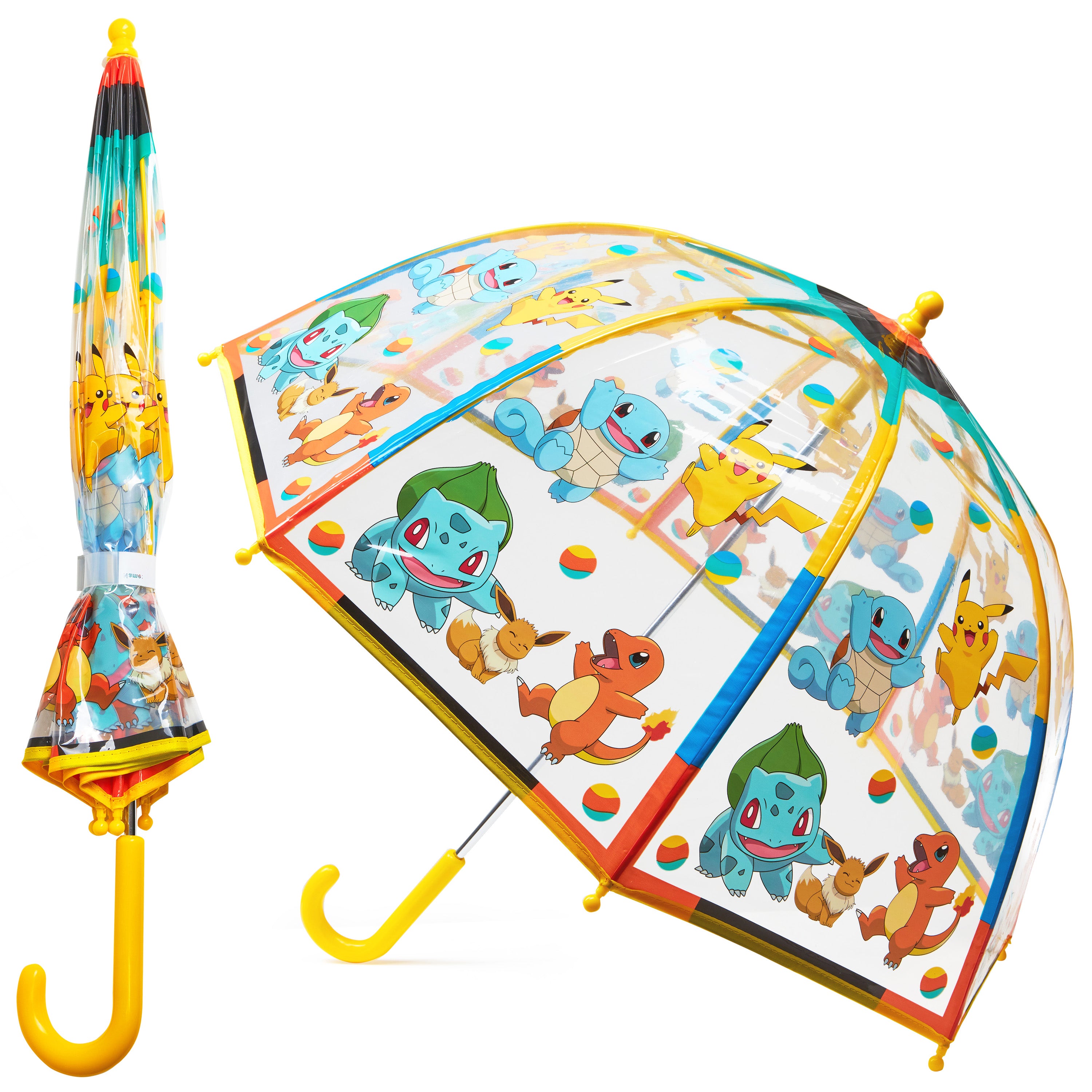 Pokemon Stick Umbrella, Clear Dome Lightweight Kids Umbrella - Get Trend