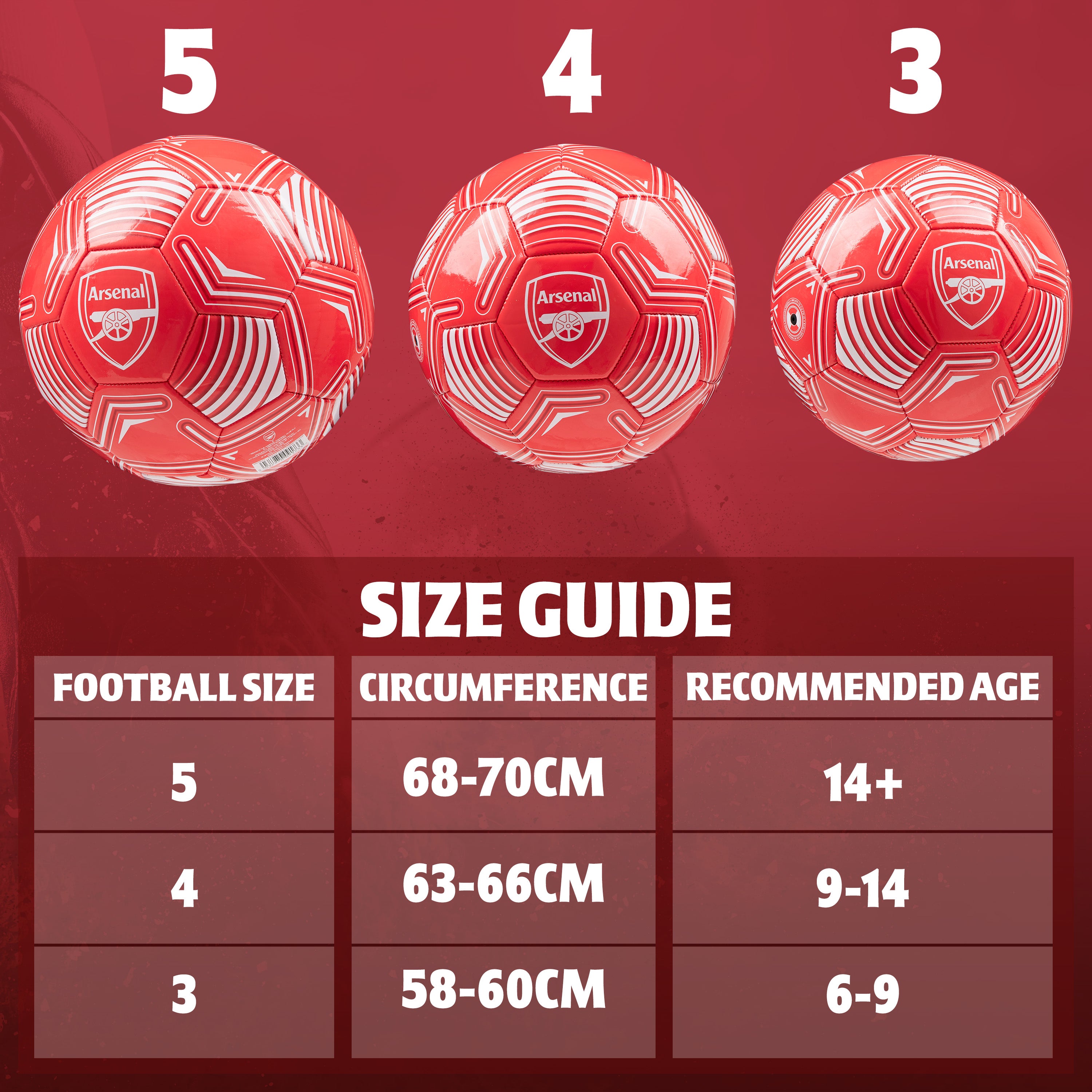 Arsenal F.C. Football Soccer Ball for Adults & Teenagers - Size 4 - Get Trend