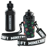 Minecraft Kids Water Bottles with Adjustable Strap & Bottle Holder 550ml - Get Trend