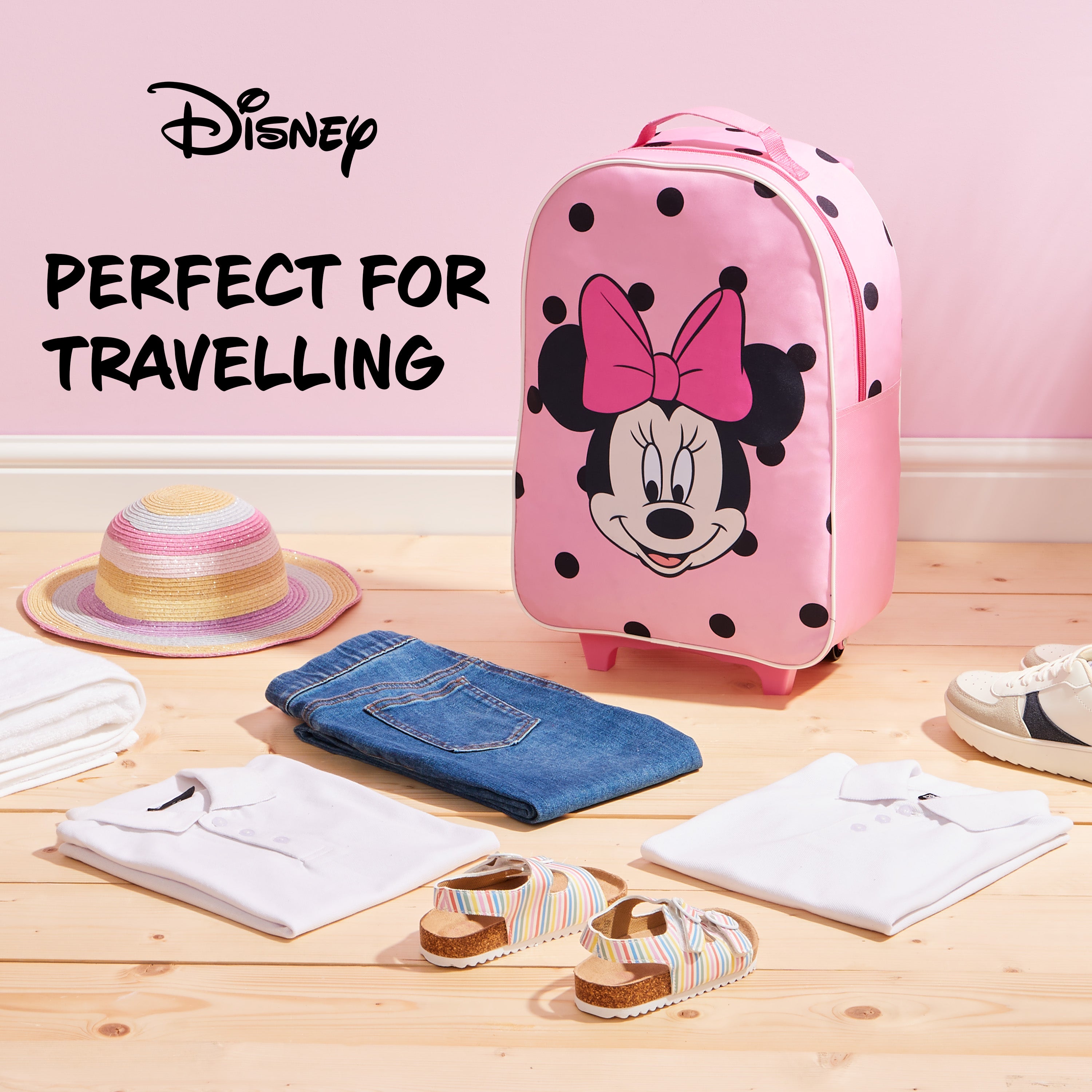 Disney Suitcase for Girls, Carry On Minnie Mouse Travel Bag with Wheels - Get Trend