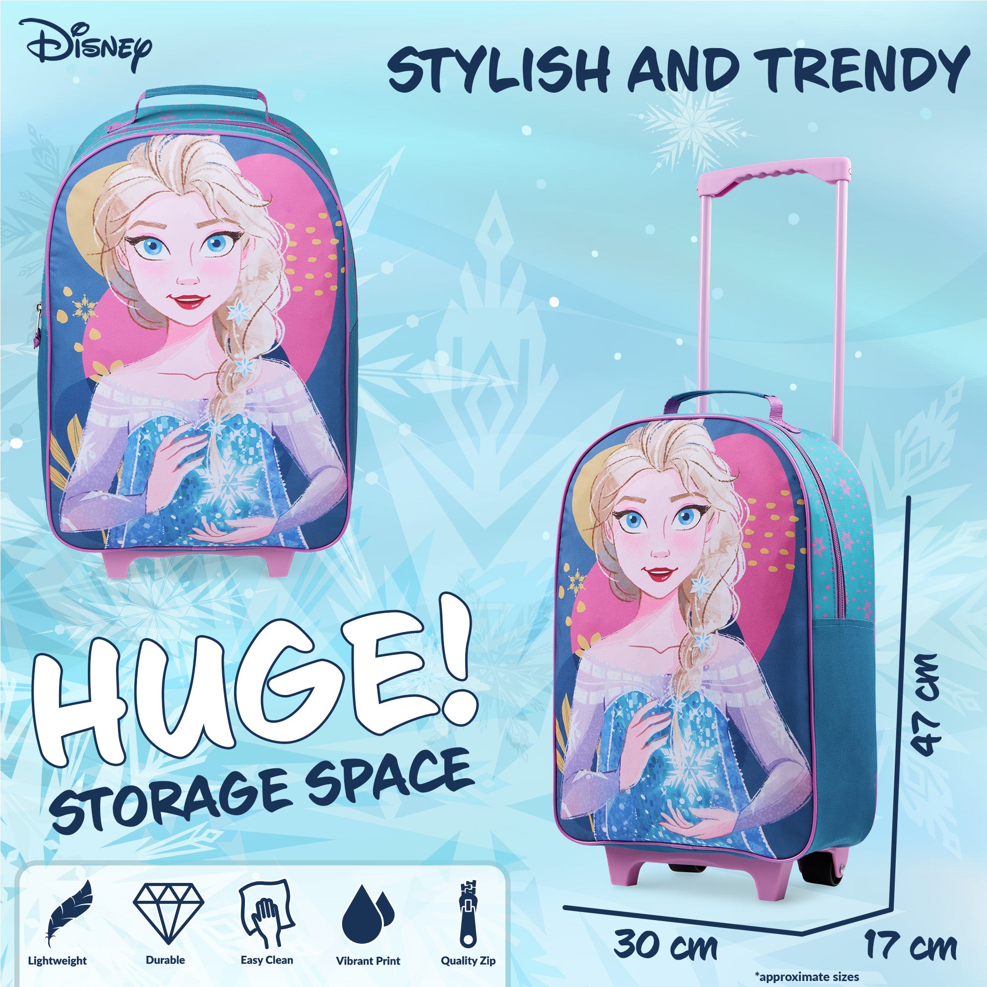 Disney Elsa Suitcase for Girls Carry On Travel Bag with Wheels  - Frozen - Get Trend