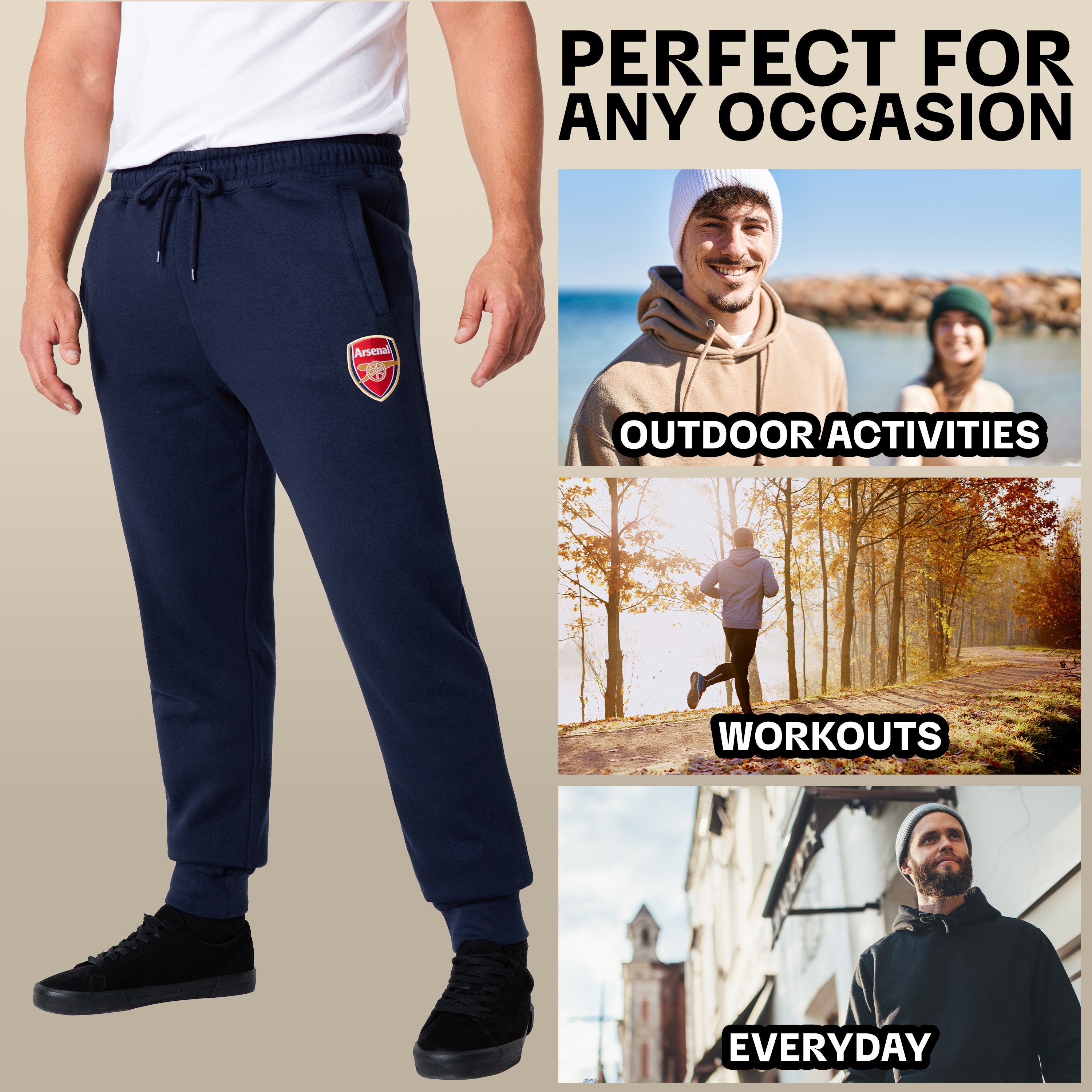 Arsenal F.C. Mens Sweatpants with 2 Pockets and Cuffed Ankles - Get Trend