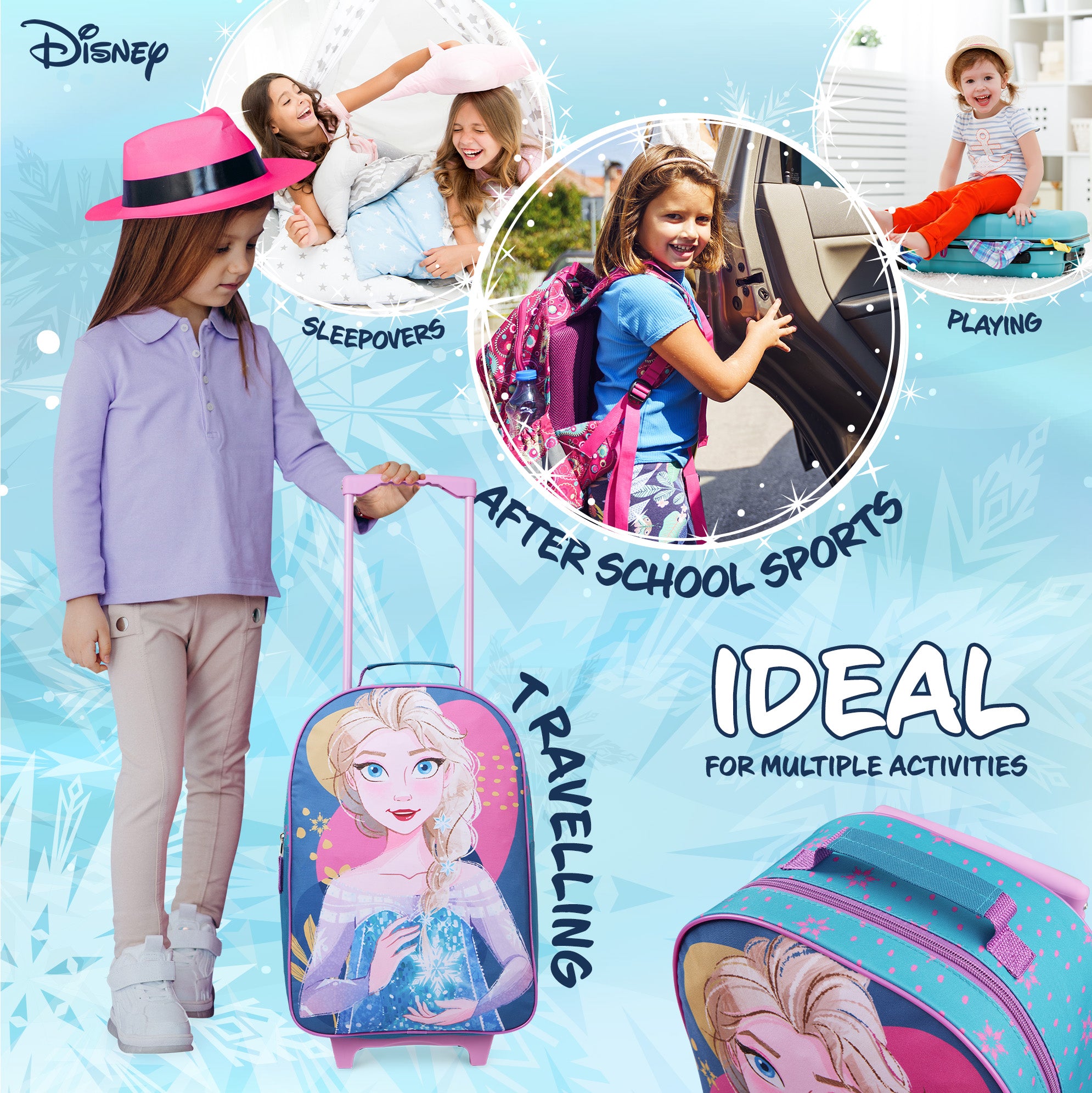 Disney Elsa Suitcase for Girls Carry On Travel Bag with Wheels  - Frozen - Get Trend