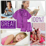 CityComfort Girls Short Pyjama Sets - Satin, Button Down 2 Piece Set - Get Trend