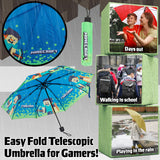 Minecraft Telescopic Umbrella - Folding Umbrella Lightweight for Travel School