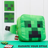 Minecraft Boys Waist Pack with Adjustable Strap, Creeper Travel Bag - Gamer Gifts (Green)