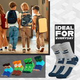 Minecraft Boys Calf Length Socks, Soft Breathable Creeper Everyday Sports School Socks Multipack - Gifts for Gamers